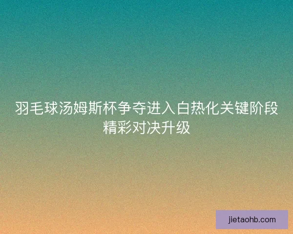 羽毛球汤姆斯杯争夺进入白热化关键阶段精彩对决升级